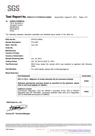 1. SGS Switzerland International Safety Certification